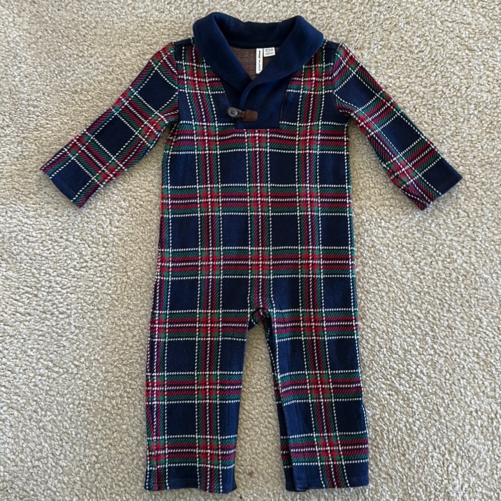 Janie & Jack One-Piece Plaid Shawl Romper